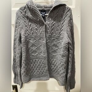 Vintage American Eagle Outfitters Hand Knit Gray Wool Cardigan Sweater, XL